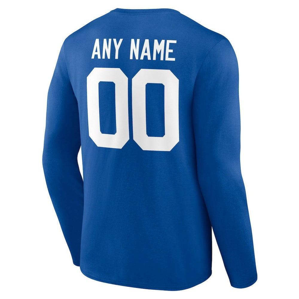 Indianapolis Colts Team Authentic Personalized Name & Number Long Sleeve T-Shirt - Royal on sale