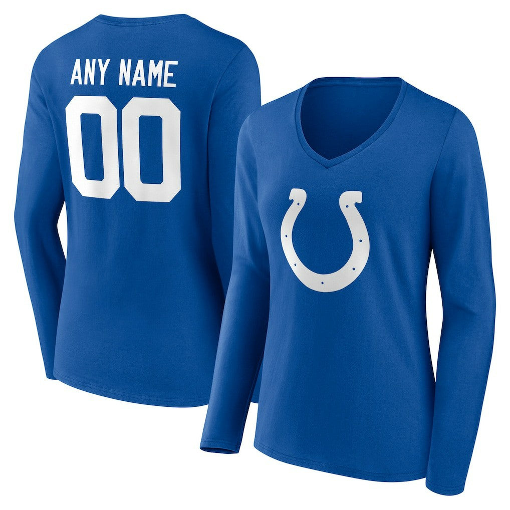 Indianapolis Colts Women's Team Authentic Personalized Name & Number Long Sleeve V-Neck T-Shirt - Royal outlet