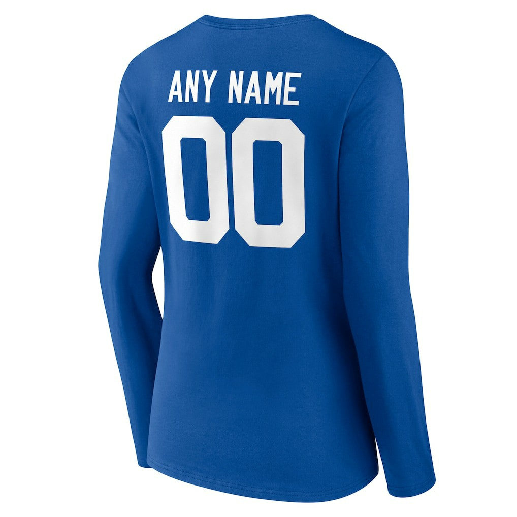 Indianapolis Colts Women's Team Authentic Personalized Name & Number Long Sleeve V-Neck T-Shirt - Royal outlet