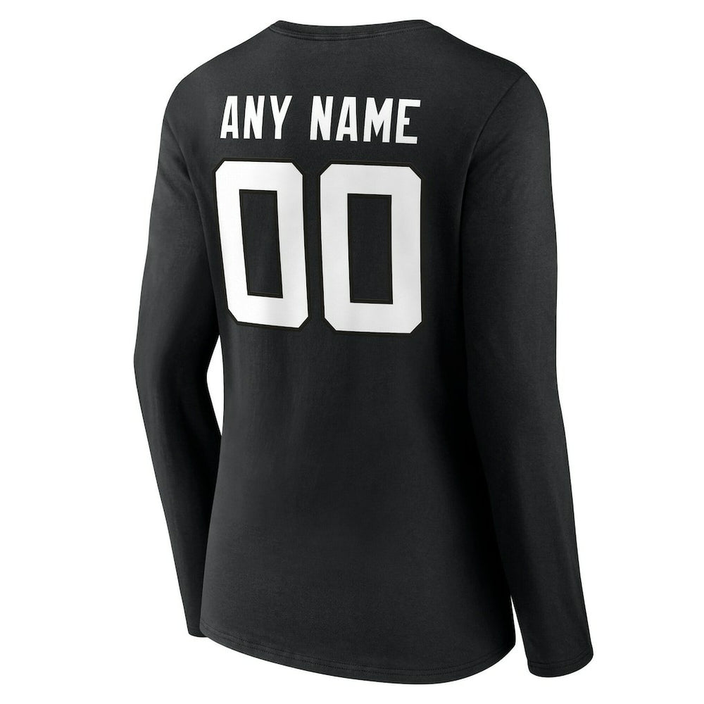 Jacksonville Jaguars Women's Team Authentic Personalized Name & Number Long Sleeve V-Neck T-Shirt - Black outlet