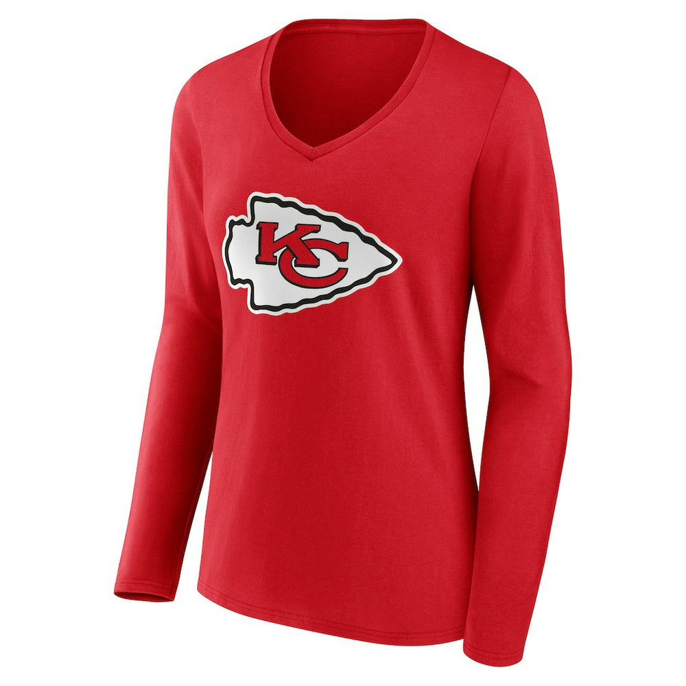 Kansas City Chiefs Women's Team Authentic Personalized Name & Number Long Sleeve V-Neck T-Shirt - Red outlet