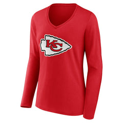 Kansas City Chiefs Women's Team Authentic Personalized Name & Number Long Sleeve V-Neck T-Shirt - Red outlet