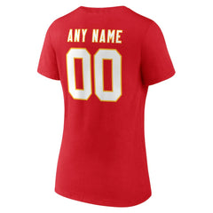Kansas City Chiefs Women's Team Authentic Personalized Name & Number V-Neck T-Shirt - Red on sale