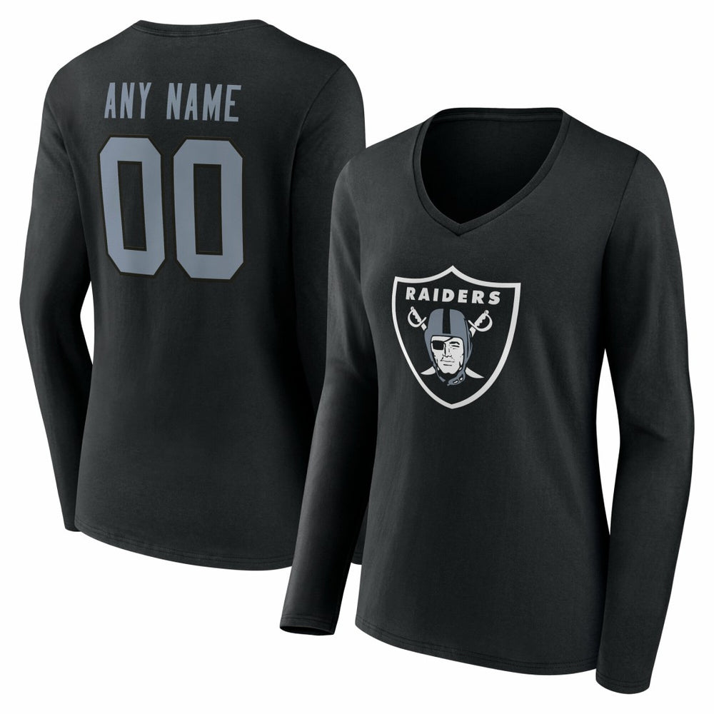 Las Vegas Raiders Women's Team Authentic Personalized Name & Number Long Sleeve V-Neck T-Shirt - Black online