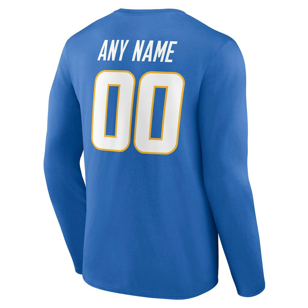 Los Angeles Chargers Team Authentic Personalized Name & Number Long Sleeve T-Shirt - Powder Blue online