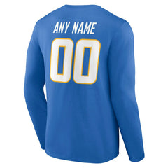 Los Angeles Chargers Team Authentic Personalized Name & Number Long Sleeve T-Shirt - Powder Blue online