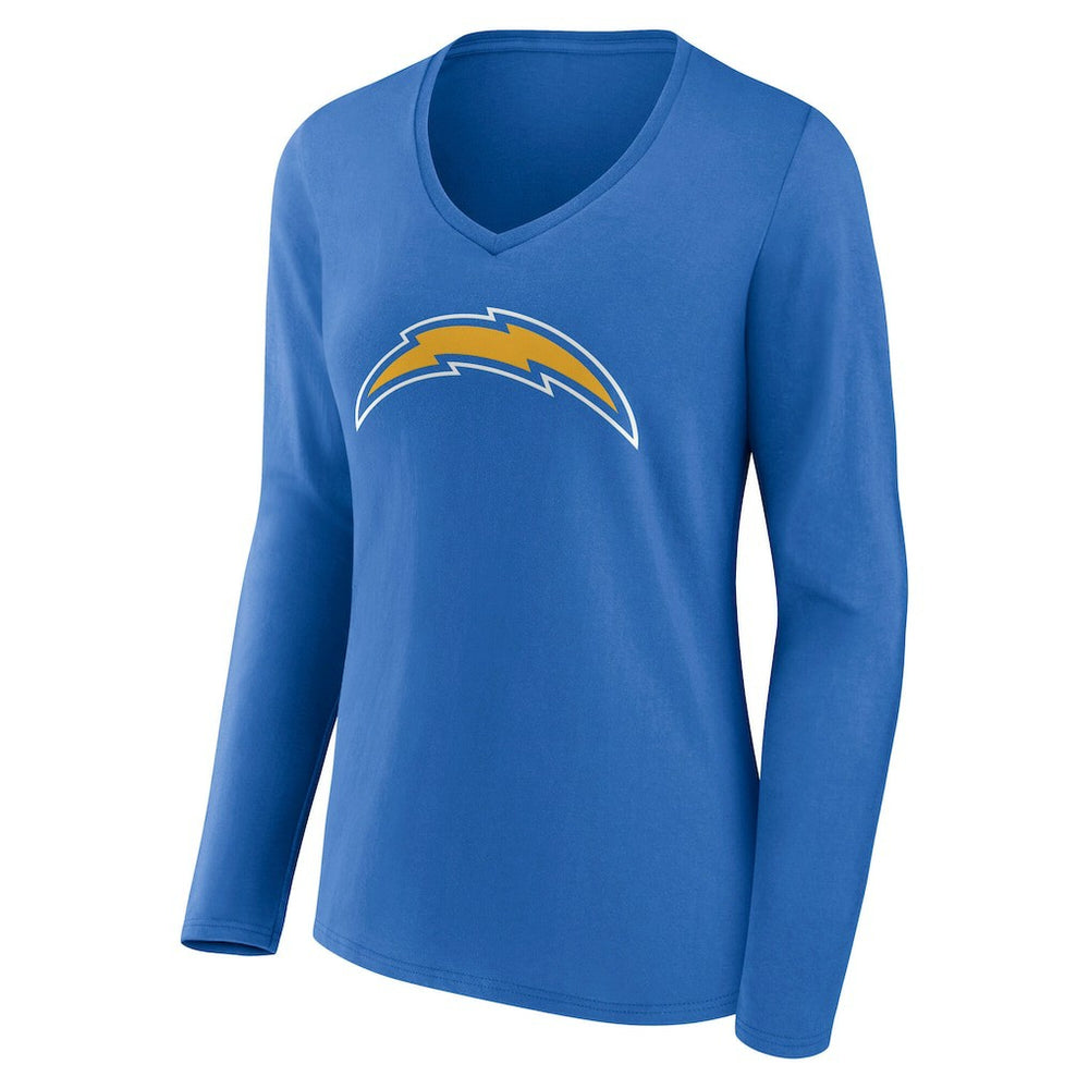 Los Angeles Chargers Women's Team Authentic Personalized Name & Number Long Sleeve V-Neck T-Shirt - Powder Blue for sale
