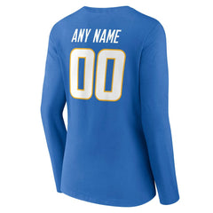 Los Angeles Chargers Women's Team Authentic Personalized Name & Number Long Sleeve V-Neck T-Shirt - Powder Blue for sale