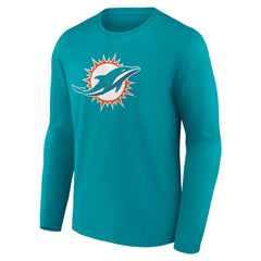 Miami Dolphins Team Authentic Personalized Name & Number Long Sleeve T-Shirt - Aqua discount
