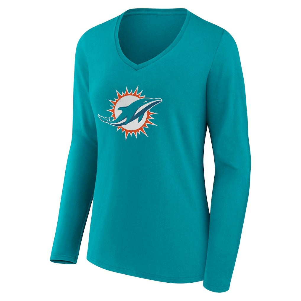 Miami Dolphins Women's Team Authentic Personalized Name & Number Long Sleeve V-Neck T-Shirt - Aqua online