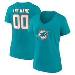 Miami Dolphins Women's Team Authentic Personalized Name & Number V-Neck T-Shirt - Aqua online
