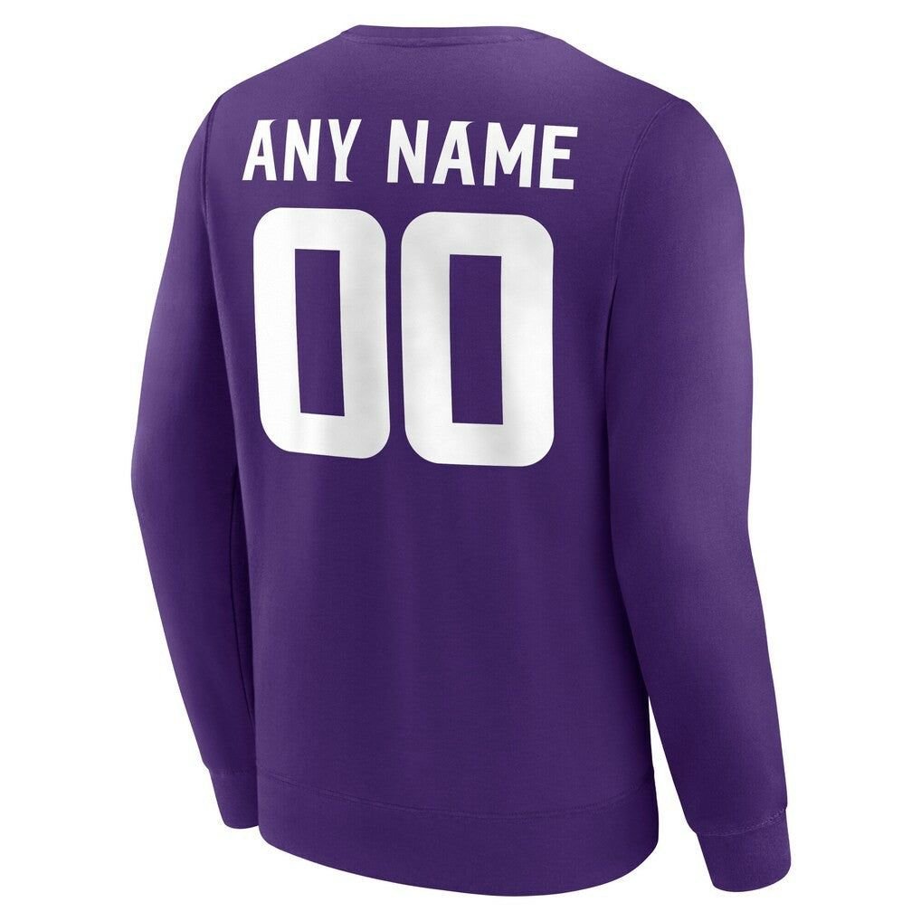 Minnesota Vikings Team Authentic Personalized Name & Number Sweatshirt - Purple discount