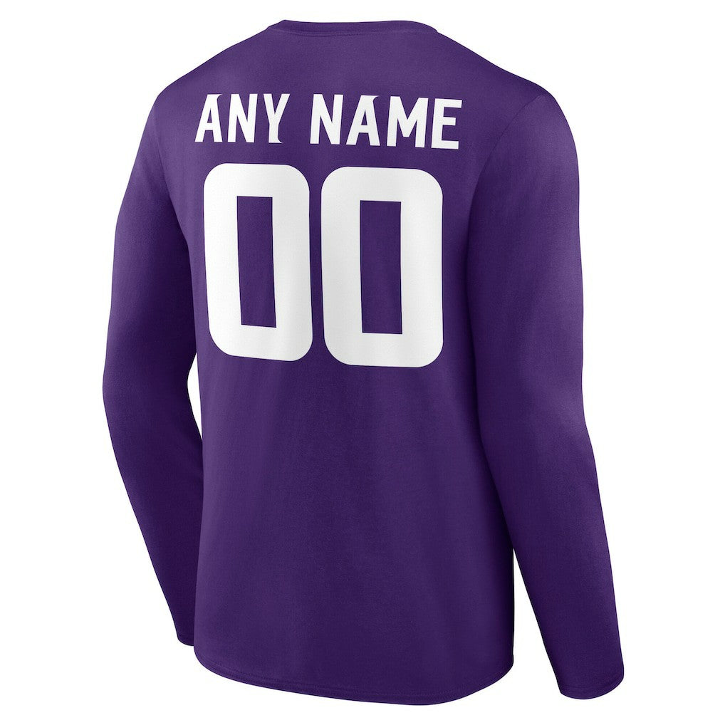 Minnesota Vikings Team Authentic Personalized Name & Number Long Sleeve T-Shirt - Purple cheap