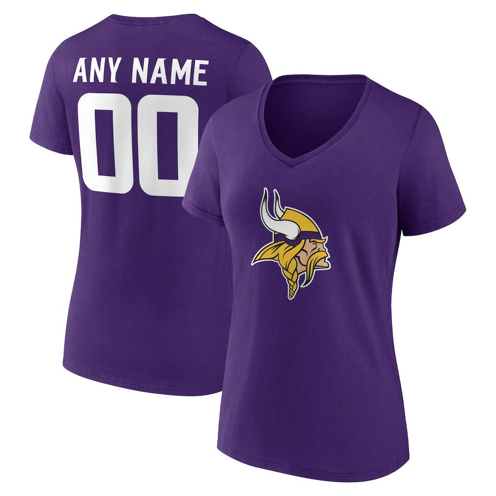 Minnesota Vikings Women's Team Authentic Personalized Name & Number V-Neck T-Shirt - Purple online