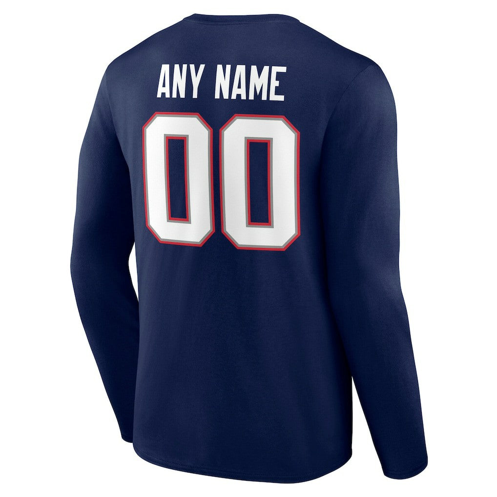 New England Patriots Team Authentic Personalized Name & Number Long Sleeve T-Shirt - Navy sale