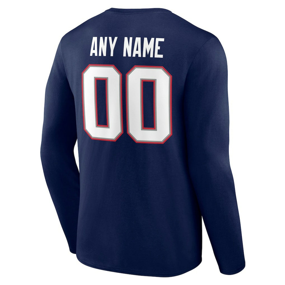 New England Patriots Team Authentic Personalized Name & Number Long Sleeve T-Shirt - Navy sale