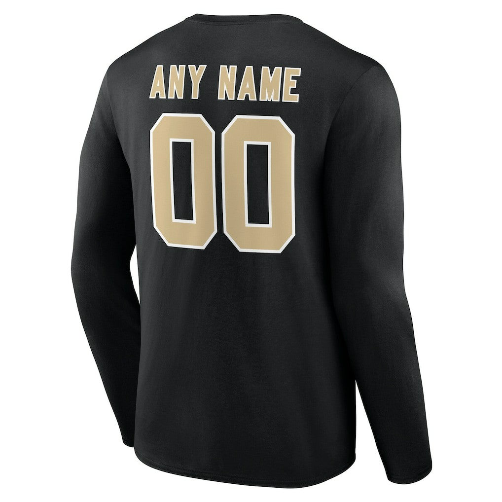 New Orleans Saints Team Authentic Personalized Name & Number Long Sleeve T-Shirt - Black sale