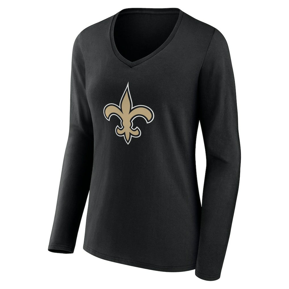 New Orleans Saints Women's Team Authentic Personalized Name & Number Long Sleeve V-Neck T-Shirt - Black discount