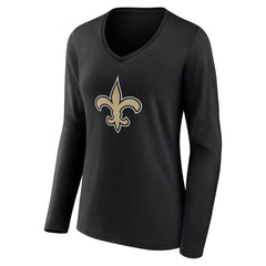 New Orleans Saints Women's Team Authentic Personalized Name & Number Long Sleeve V-Neck T-Shirt - Black discount