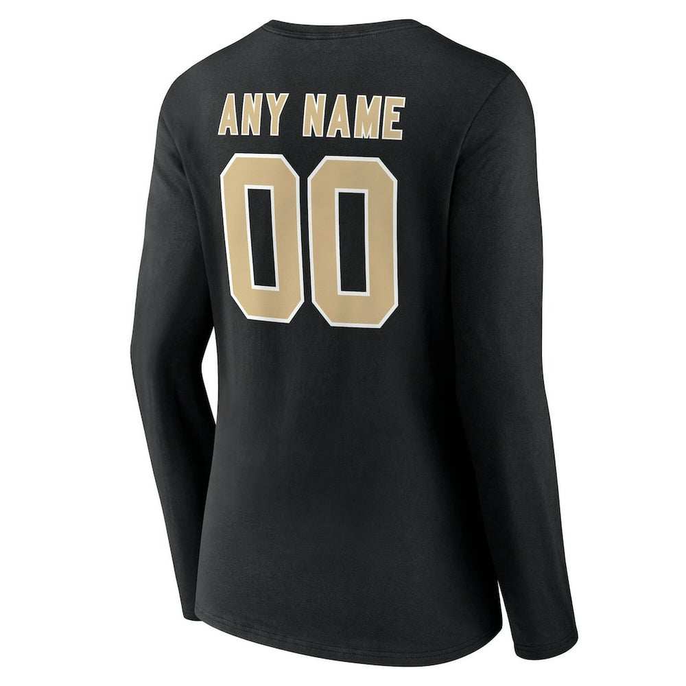 New Orleans Saints Women's Team Authentic Personalized Name & Number Long Sleeve V-Neck T-Shirt - Black discount