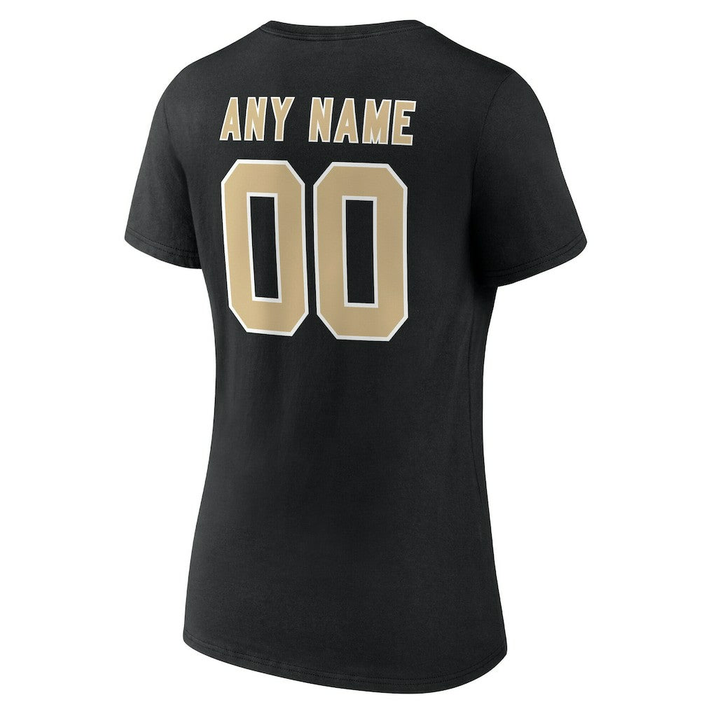 New Orleans Saints Women's Team Authentic Personalized Name & Number V-Neck T-Shirt - Black sale