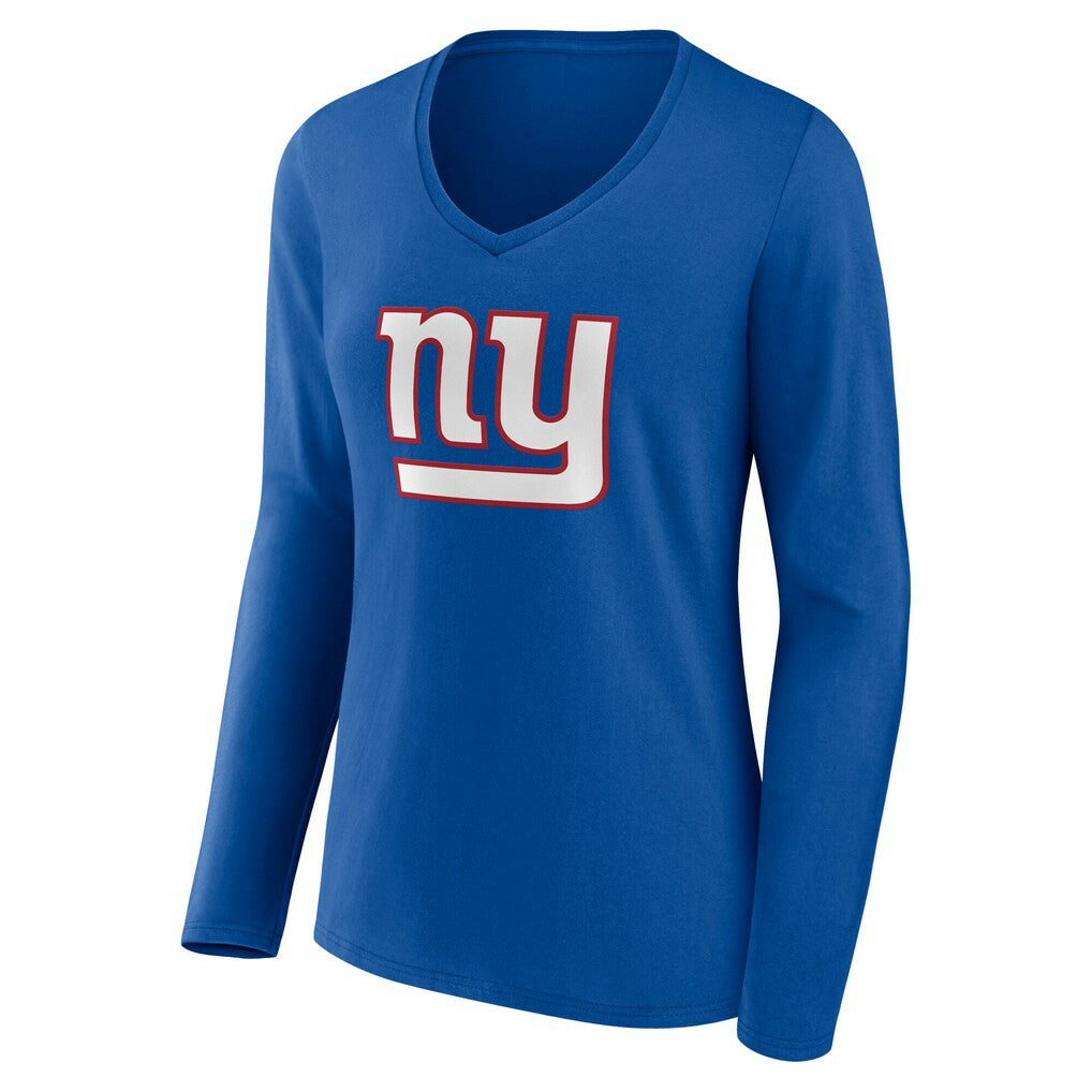 New York Giants Women's Team Authentic Personalized Name & Number Long Sleeve V-Neck T-Shirt - Royal sale