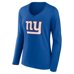New York Giants Women's Team Authentic Personalized Name & Number Long Sleeve V-Neck T-Shirt - Royal sale