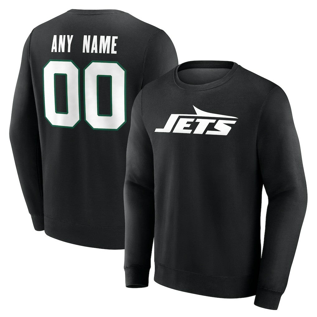 New York Jets Team Authentic Personalized Name & Number Sweatshirt - Black sale