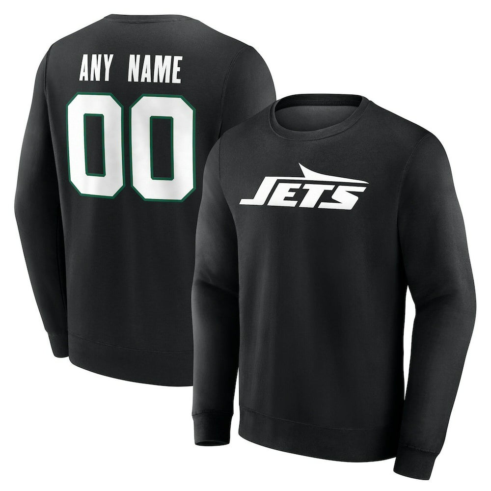 New York Jets Team Authentic Personalized Name & Number Sweatshirt - Black sale