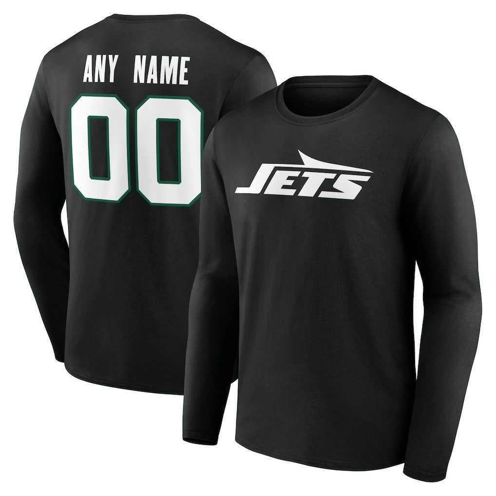 New York Jets Team Authentic Personalized Name & Number Long Sleeve T-Shirt - Black cheap