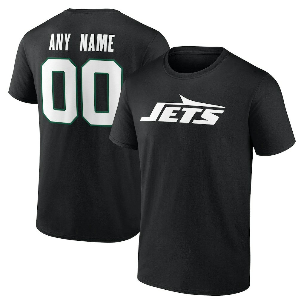 New York Jets Team Authentic Personalized Name & Number T-Shirt - Black outlet