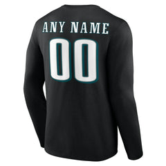 Philadelphia Eagles Team Authentic Personalized Name & Number Long Sleeve T-Shirt - Black sale