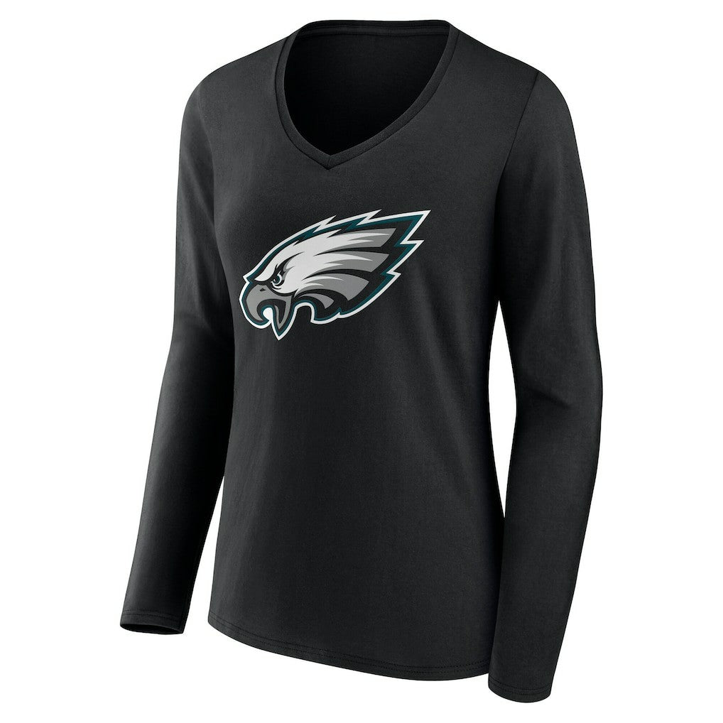 Philadelphia Eagles Women's Team Authentic Personalized Name & Number Long Sleeve V-Neck T-Shirt - Black discount