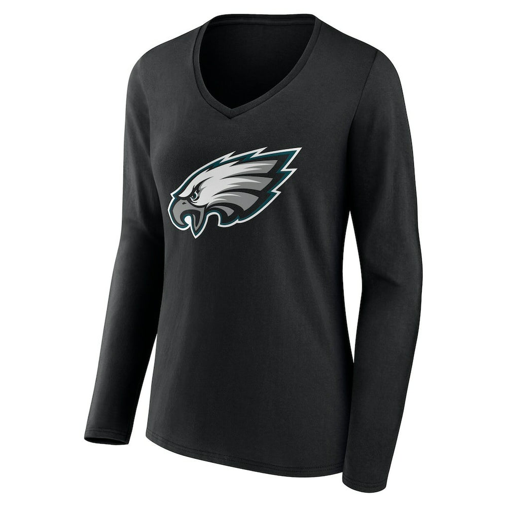 Philadelphia Eagles Women's Team Authentic Personalized Name & Number Long Sleeve V-Neck T-Shirt - Black discount