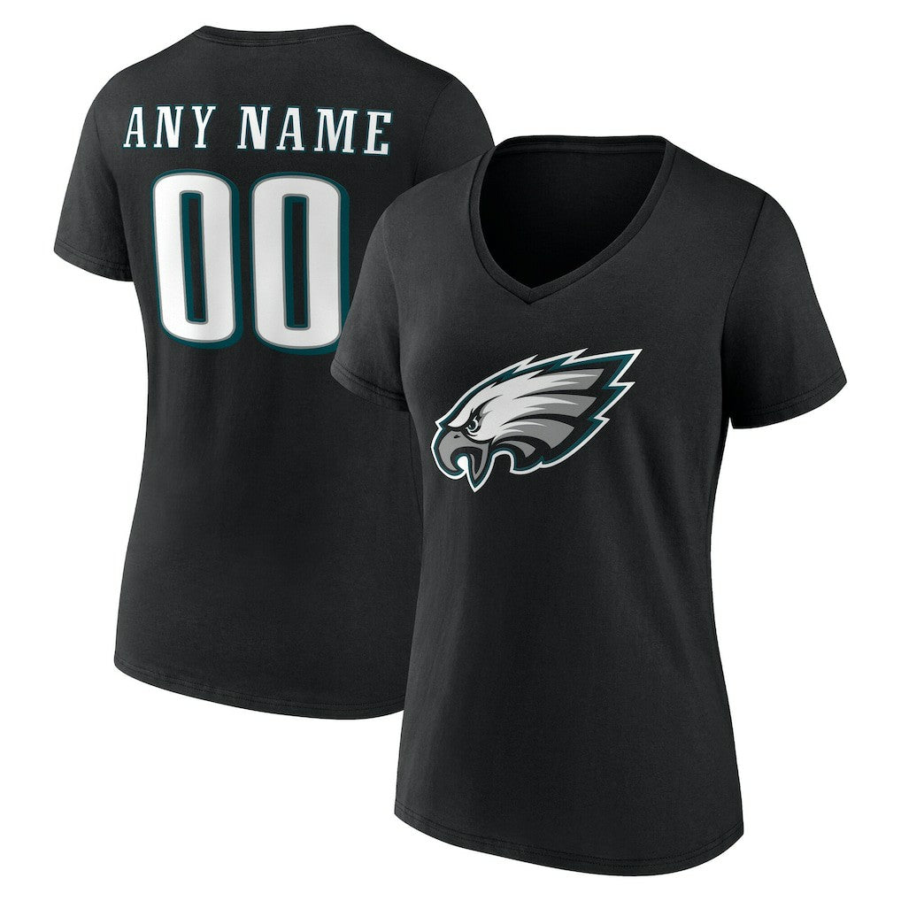 Philadelphia Eagles Women's Team Authentic Personalized Name & Number V-Neck T-Shirt - Black sale