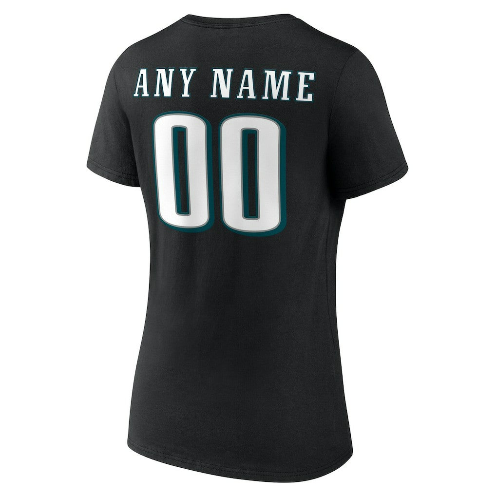 Philadelphia Eagles Women's Team Authentic Personalized Name & Number V-Neck T-Shirt - Black sale