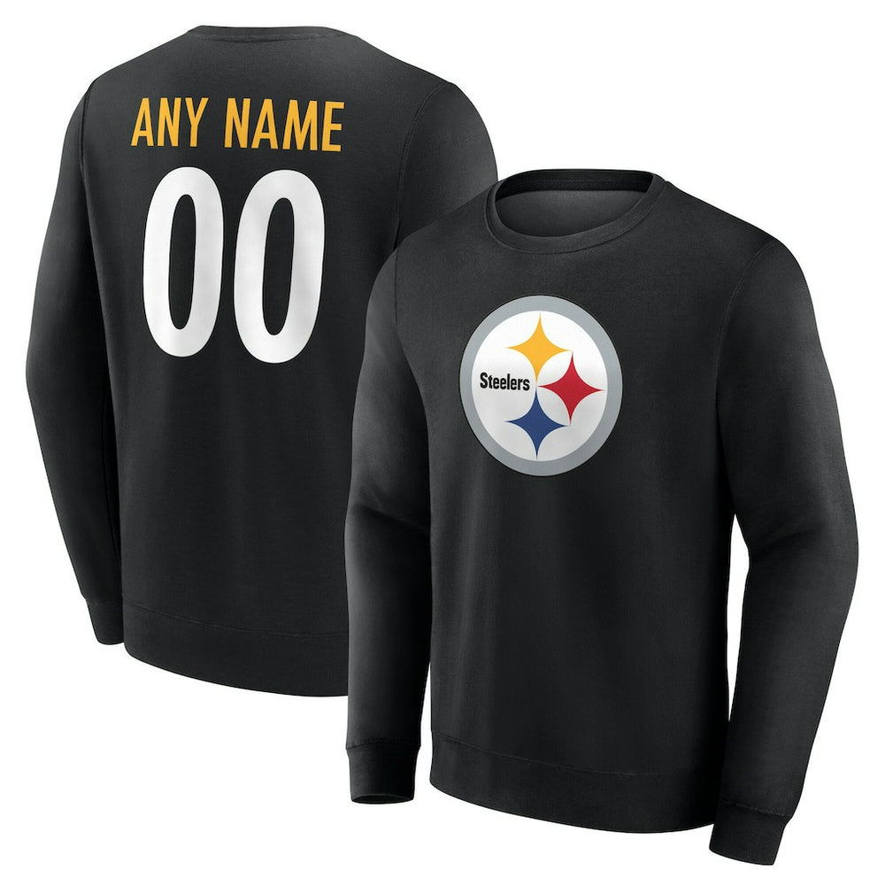 Pittsburgh Steelers Team Authentic Personalized Name & Number Sweatshirt - Black for sale