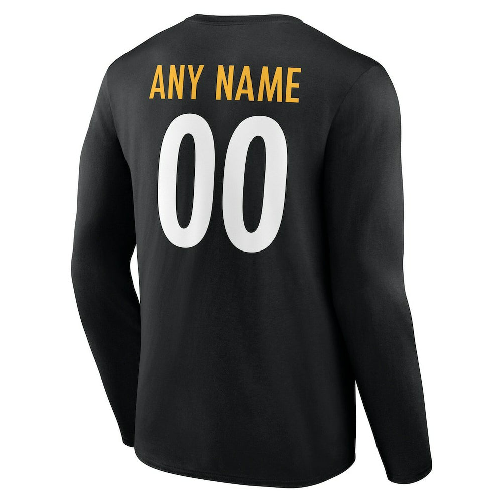 Pittsburgh Steelers Team Authentic Personalized Name & Number Long Sleeve T-Shirt - Black outlet