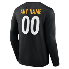 Pittsburgh Steelers Team Authentic Personalized Name & Number Long Sleeve T-Shirt - Black outlet