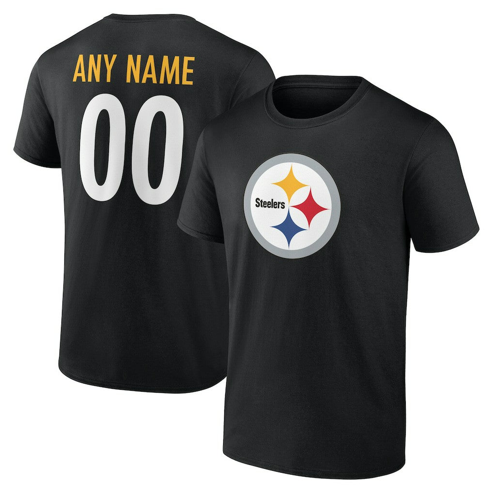 Pittsburgh Steelers Team Authentic Personalized Name & Number T-Shirt - Black discount