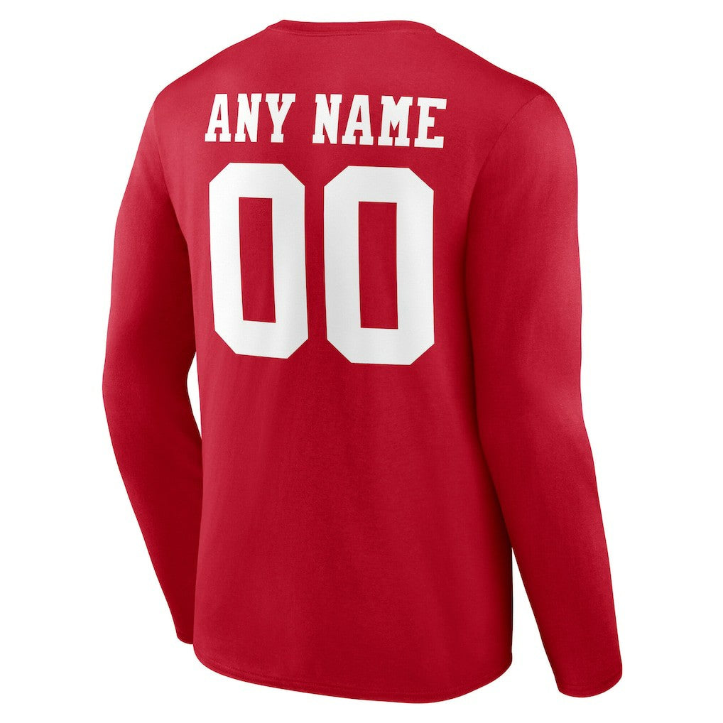San Francisco 49ers Team Authentic Personalized Name & Number Long Sleeve T-Shirt - Scarlet cheap