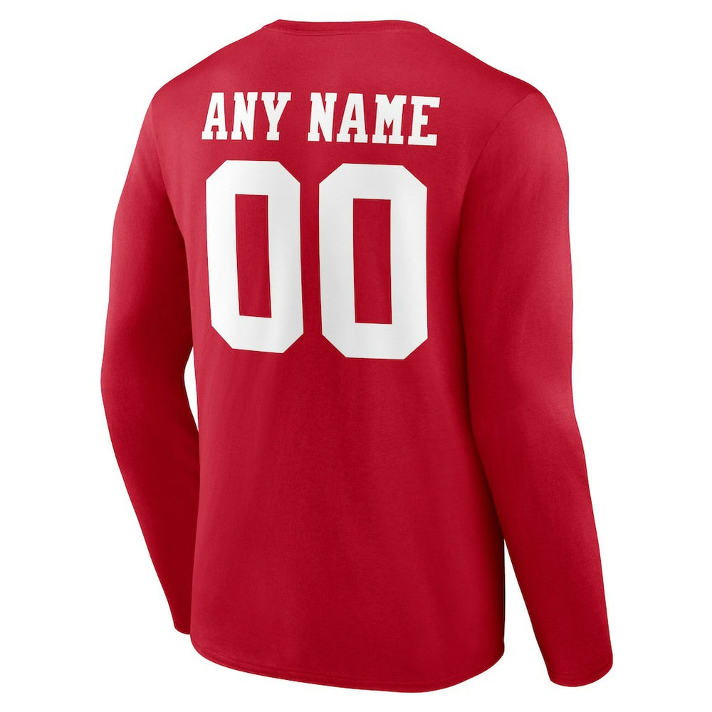 San Francisco 49ers Team Authentic Personalized Name & Number Long Sleeve T-Shirt - Scarlet cheap