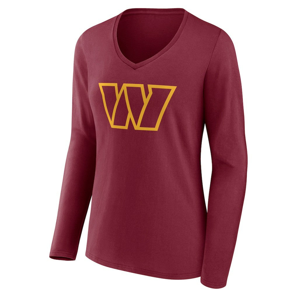 Washington Commanders Women's Team Authentic Personalized Name & Number Long Sleeve V-Neck T-Shirt - Burgundy outlet