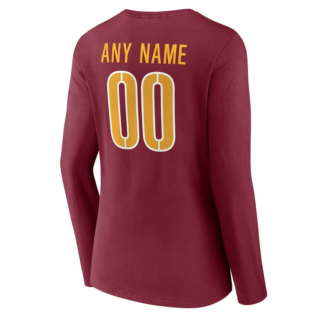 Washington Commanders Women's Team Authentic Personalized Name & Number Long Sleeve V-Neck T-Shirt - Burgundy outlet