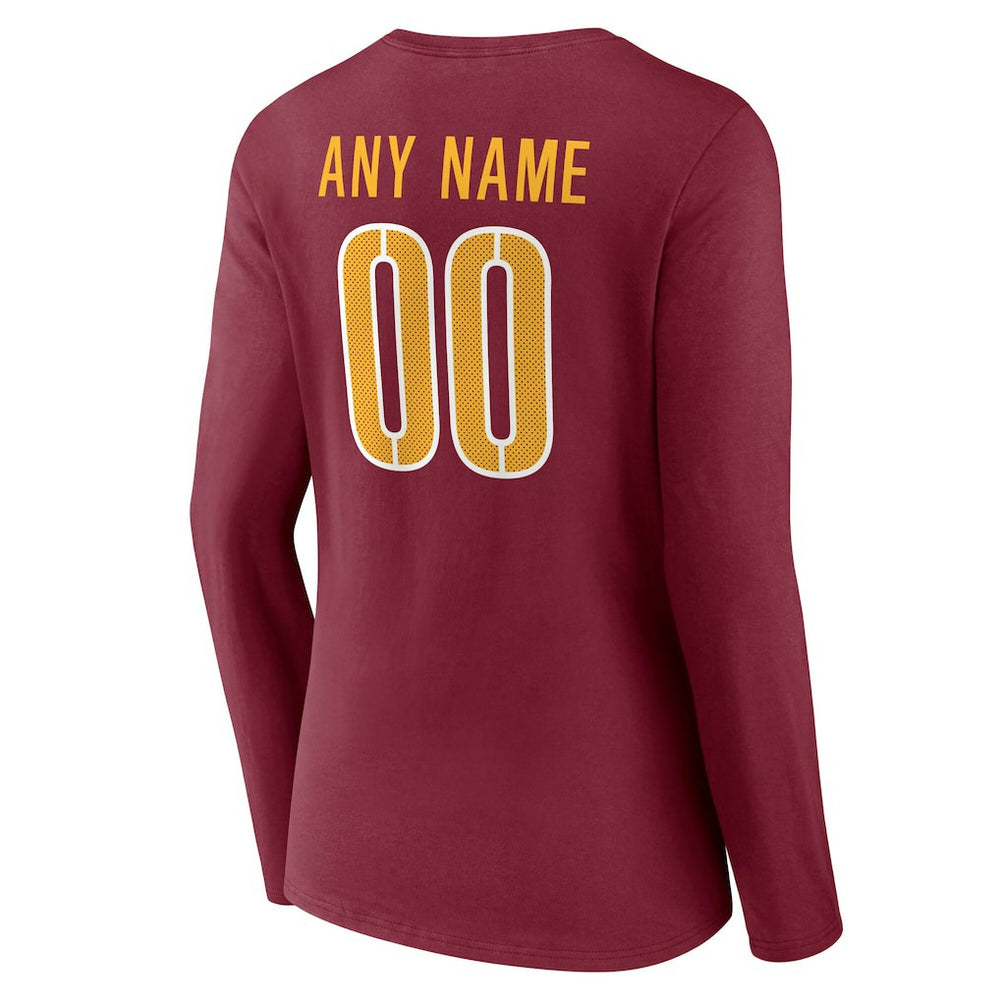 Washington Commanders Women's Team Authentic Personalized Name & Number Long Sleeve V-Neck T-Shirt - Burgundy outlet