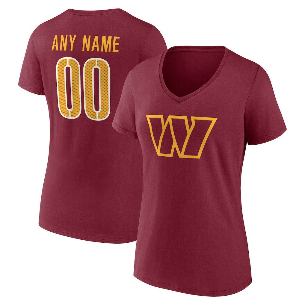 Washington Commanders Women's Team Authentic Personalized Name & Number V-Neck T-Shirt - Burgundy online