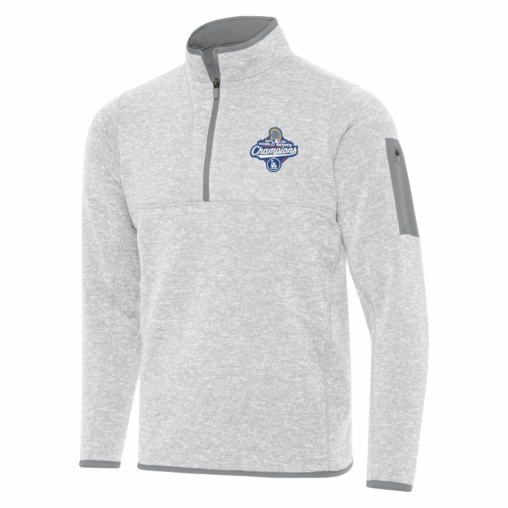 Los Angeles Dodgers Antigua 2025 World Series Champions Fortune Quarter-Zip Jacket Heather Gray