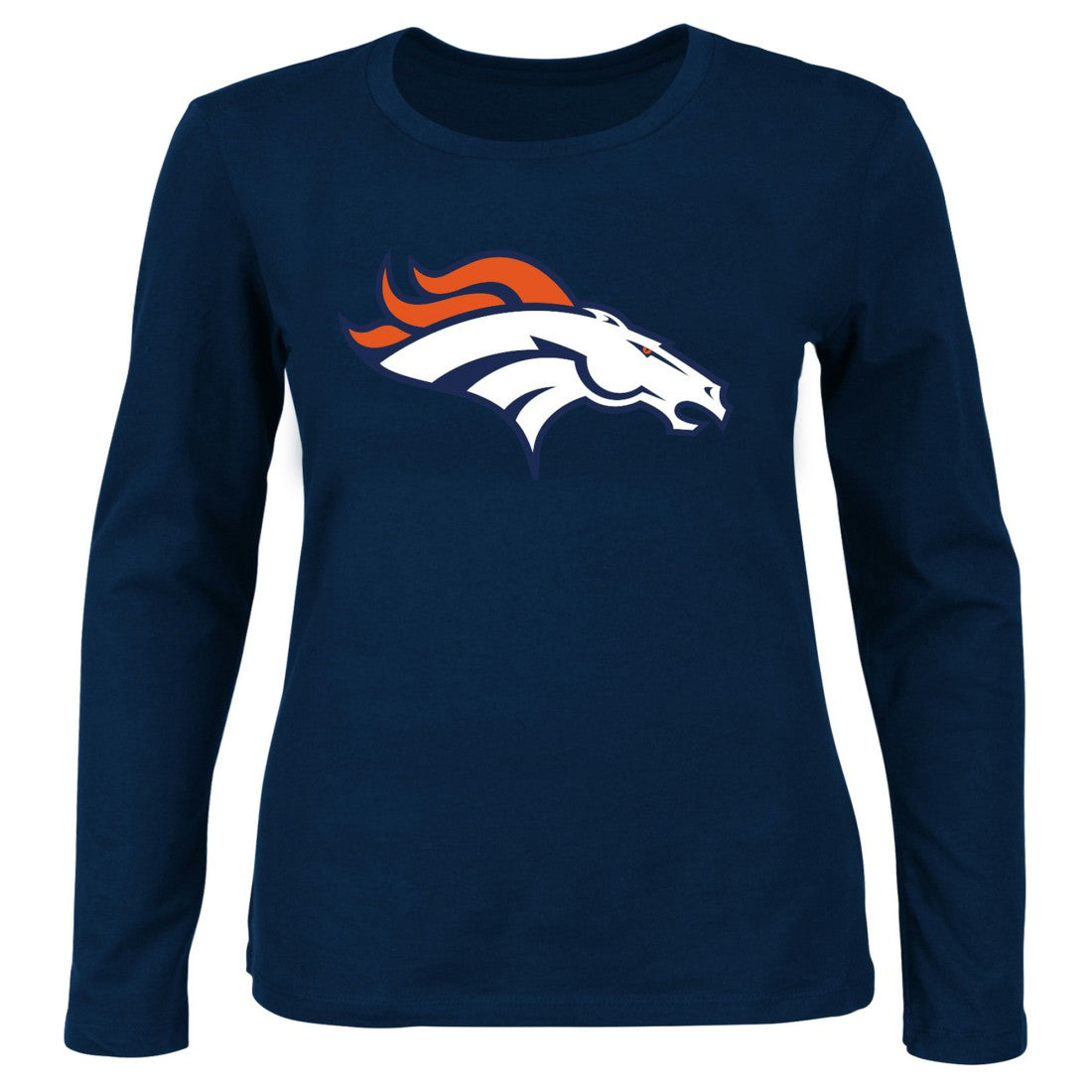 Denver Broncos Women's Plus Size Scoop Neck Long Sleeve T-Shirt - Navy on sale