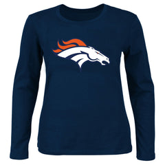 Denver Broncos Women's Plus Size Scoop Neck Long Sleeve T-Shirt - Navy on sale