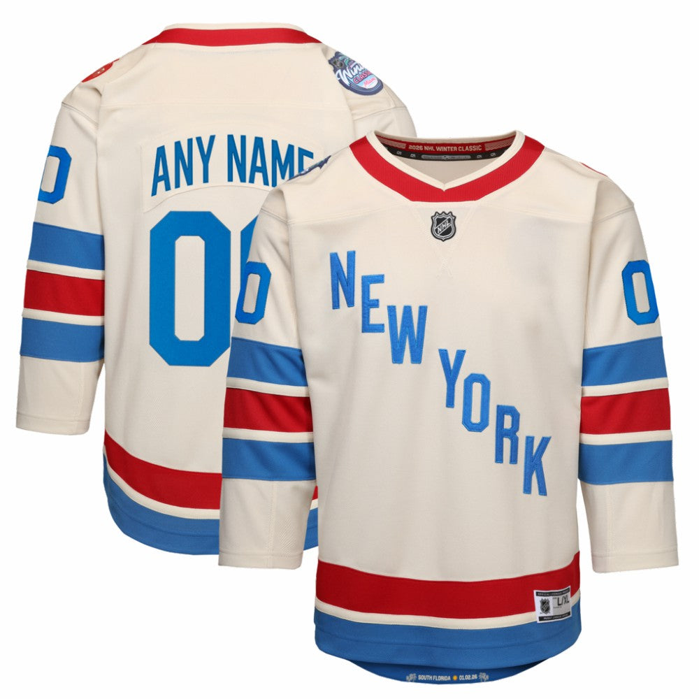 New York Rangers Outerstuff Youth 2026 NHL Winter Classic Premier Custom Jersey - White Jerseys